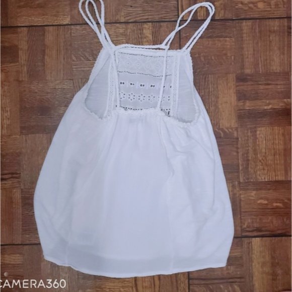 American Eagle Outfitters- White Embroidered Low Back Boho Prairie Top - Picture 7 of 15